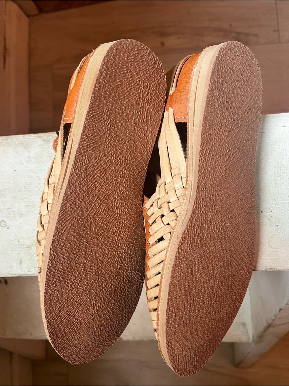 Calzado de Piel Huarache Style Woven Leather Sandals - Tan & Cognac - Picture 3 of 7